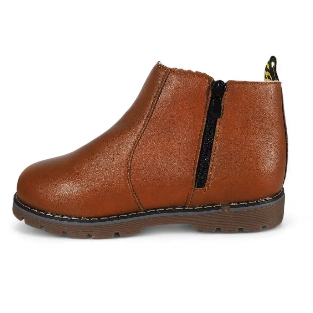 Unbranded‎ Faux Leather Faux Fur Ankle Boots Brown Youth 3/35